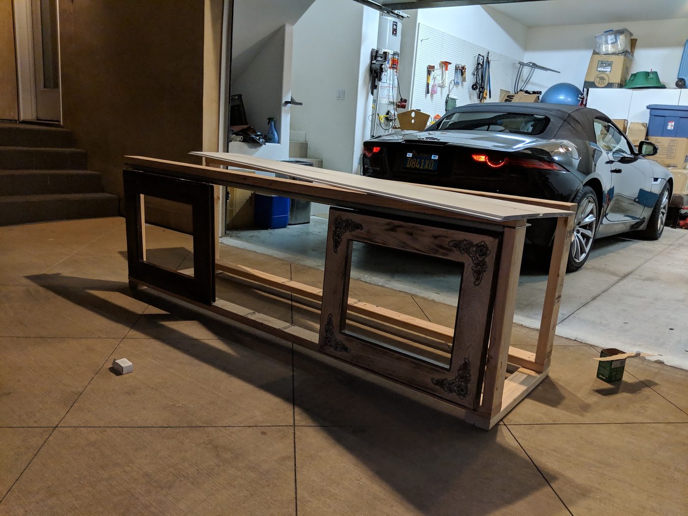 New carcass built in the garage with the carved ends fitted
