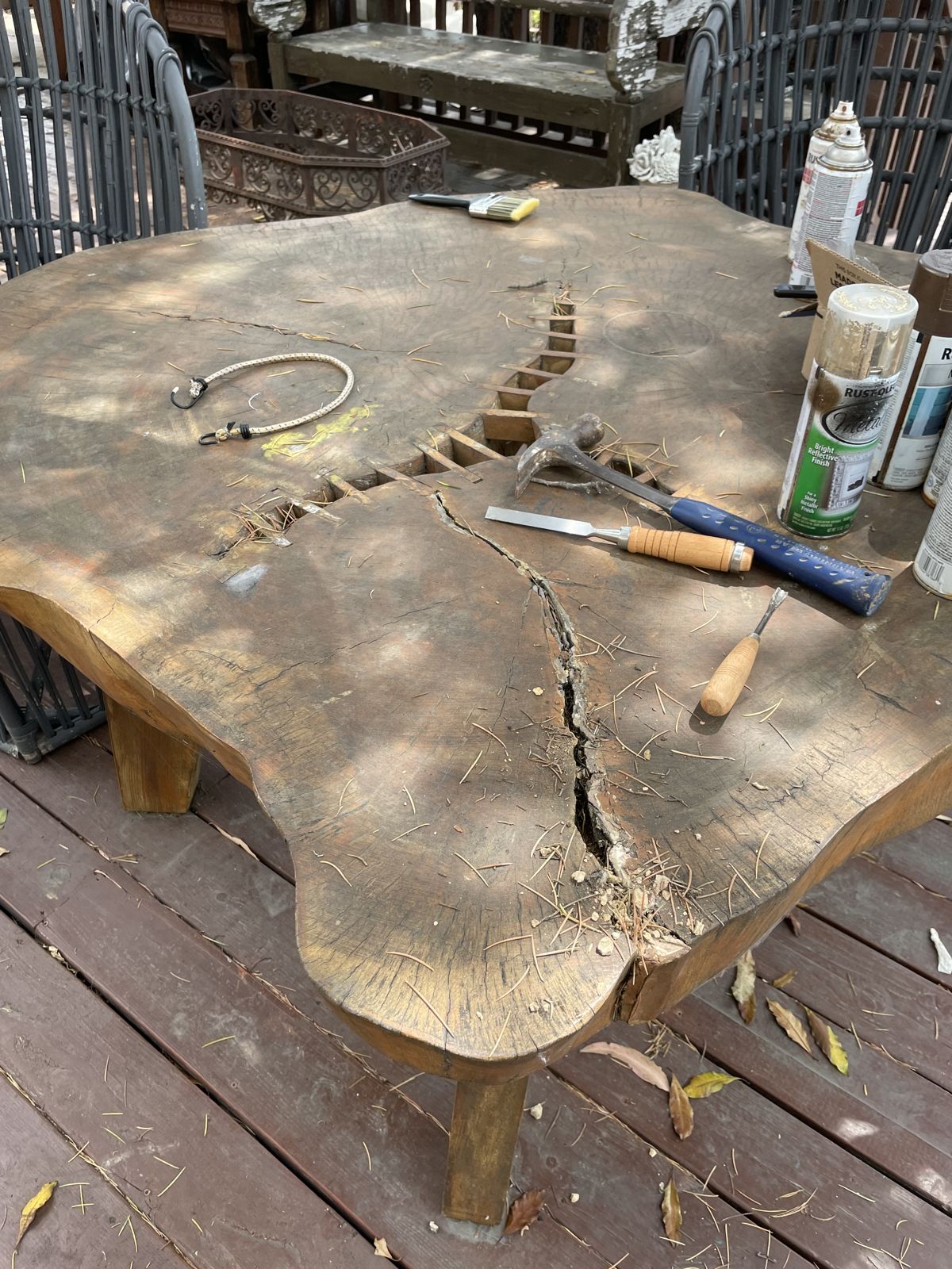 Raw slab with the split laid out for butterfly keys